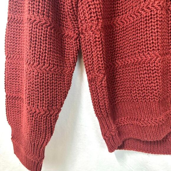 JANTZEN NWT Vintage 90s Dark Red Chunky Knit Crew Neck Sweater Men's XL Grunge - Picture 3 of 5